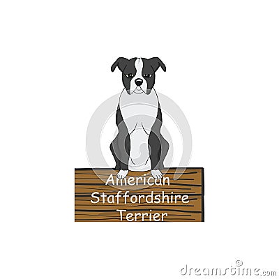 American Staffordshire Terrier cartoon dog icon Vector Illustration