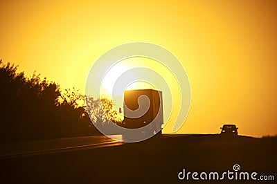 American Sunset Highway Stock Photo