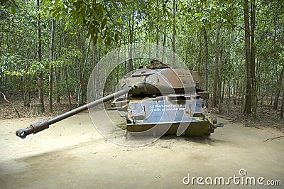 American Tank destroyed by Viet Congs Stock Photo