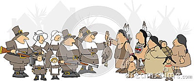 American Thanksgiving Cartoon Illustration
