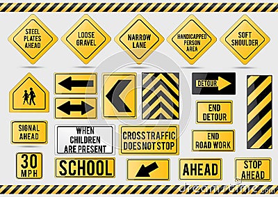 Traffic Signs Collection [05] out of 19 Vector Illustration
