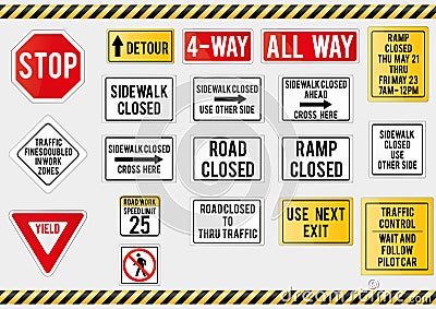 Traffic Signs Collection [04] out of 19 Vector Illustration