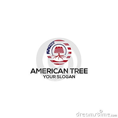 American tree service logo design Vector Illustration