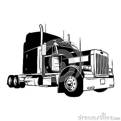 American Truck - black and white vector illustration Vector Illustration