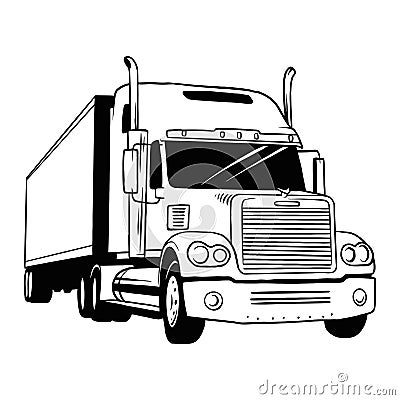 American Truck - black and white vector illustration Vector Illustration