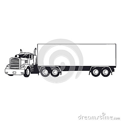 American Truck - black and white vector illustration Vector Illustration