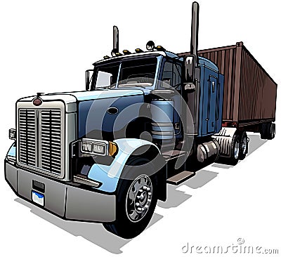 American Truck with Trailer Vector Illustration