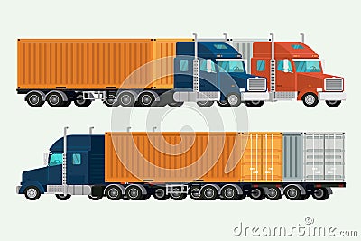 American Trucks container delivery shipping cargo. illustration Vector Illustration