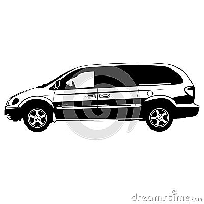 American van lining draw side view vector Vector Illustration