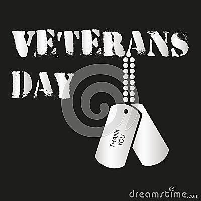 American veterans day celebration inscription with tags eps10 Vector Illustration
