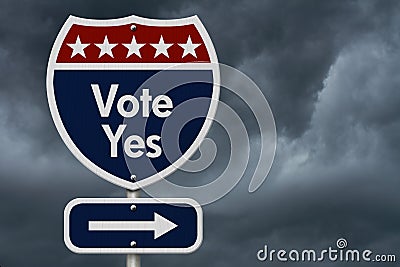 American Vote Yes Highway Road Sign Stock Photo