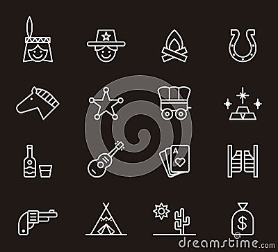 American western icons Vector Illustration