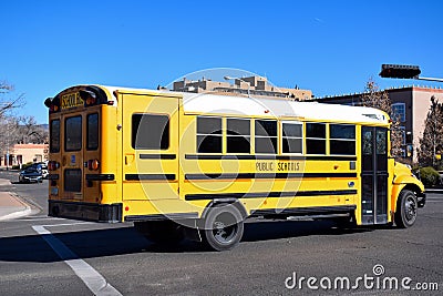 American Yellow School Bus in New Mexico Editorial Stock Photo