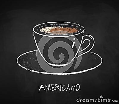 Americano coffee chalk illustration. Vector Illustration