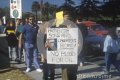 Americans protesting war in Middle East, Los Angeles, California Editorial Stock Photo