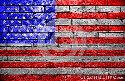 Americas Flag on Brick wall Stock Photo