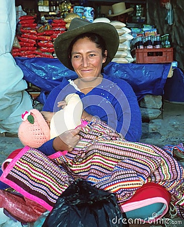Amerindian woman with child Editorial Stock Photo