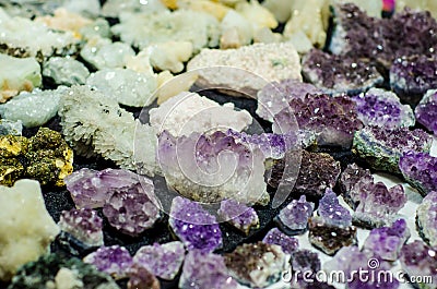 Amethyst crystal for sale in the store Stock Photo