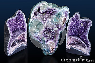 Amethyst Crystals in nature. Geode crystals. Stock Photo