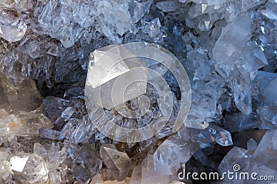 Amethyst crystals and other quarty crystals Stock Photo