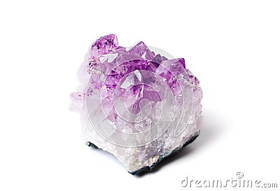 Amethyst druse close-up isolated on white Stock Photo