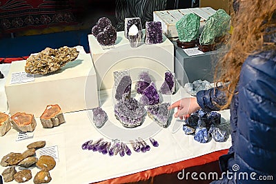 Amethyst gemstones in oriental culture holding this one can have wealth, prestige and mental peace Stock Photo