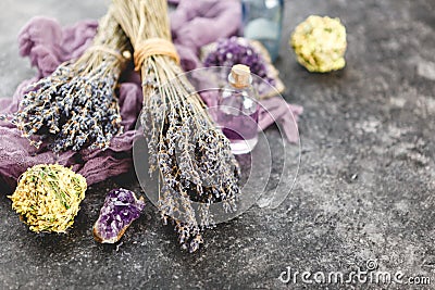 Amethyst and lavender flowers Stock Photo