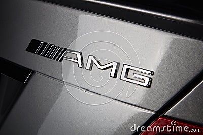 AMG Mercedes C63 Badge on Bootlid Editorial Stock Photo