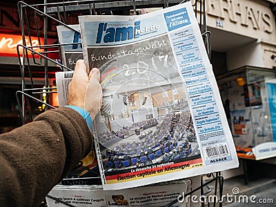 Ami hebdo elections day for the Chancellor of Germany Angela M Editorial Stock Photo