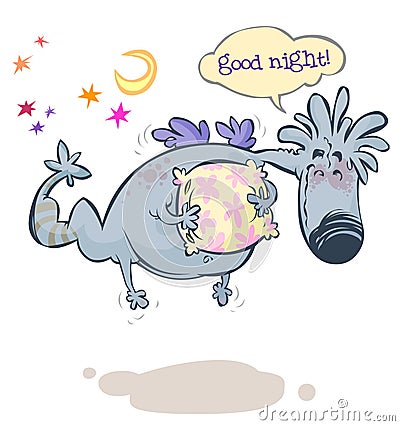 Amiable Night Monster. Cartoon Illustration