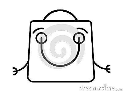 Amiable shopping bag icon Vector Illustration