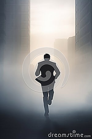 businessman chasing his dreams. Desperation. Stock Photo