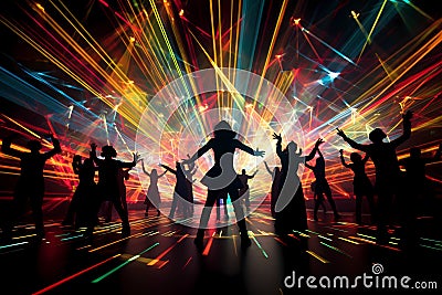 Silhouetted dancers revel in a euphoric frenzy Stock Photo