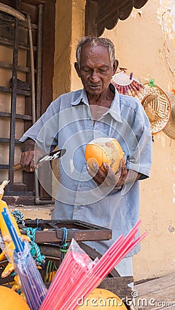Coconut Seller Galle, Sri Lanka Editorial Stock Photo