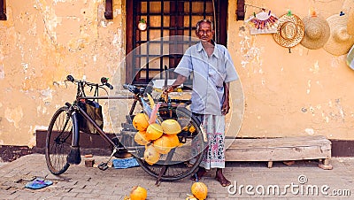 Coconut Seller Galle, Sri Lanka Editorial Stock Photo