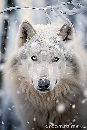 Arctic Serenity: The White Wolf's World Stock Photo