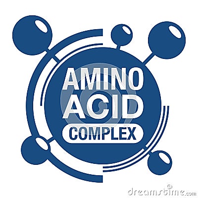 Amino acid complex flat blue label Vector Illustration