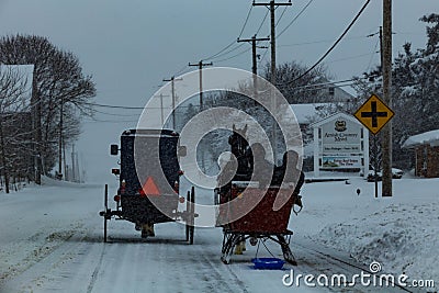 Amish buggy and a Sleigh Editorial Stock Photo