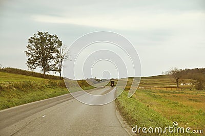 Amish Carriage Country Road Stock Photo