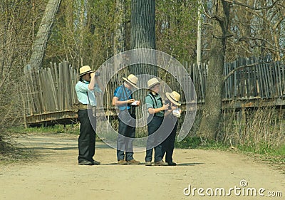 Amish Family Editorial Stock Photo