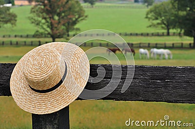 Amish straw hat Stock Photo