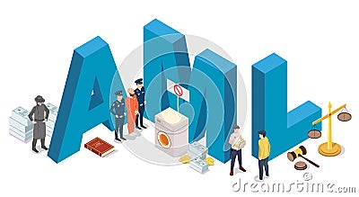 AML 3d vector anti money laundering illustration Vector Illustration