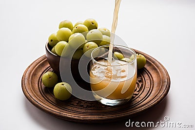 Amla or avla juice, pickle, supari, murabba, chyawanprash Stock Photo