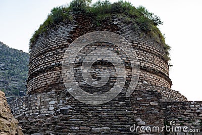 Amluk-Dara stupa is located in Swat valley of Pakistan. It is a part of Gandhara civilization at Amluk-Dara Stock Photo