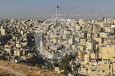 Amman City. Hight flag. Jordan Stock Photo