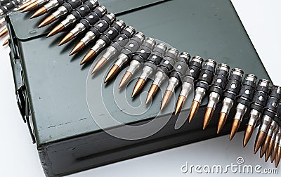 Ammo belt full of bullets Stock Photo