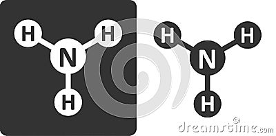 Ammonia NH3 molecule, flat icon style. Atoms shown as circles Vector Illustration