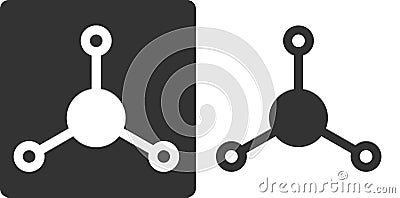 Ammonia NH3 molecule, flat icon style. Atoms shown as circles nitrogen large, hydrogen small Vector Illustration