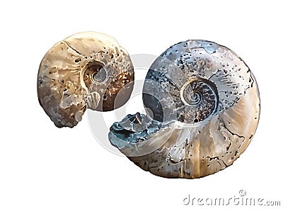 ammonite, clam shell, ancient fossils Stock Photo