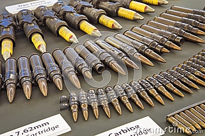 Ammunition on display in the War Remnants Museum in Ho Chi Minh Editorial Stock Photo